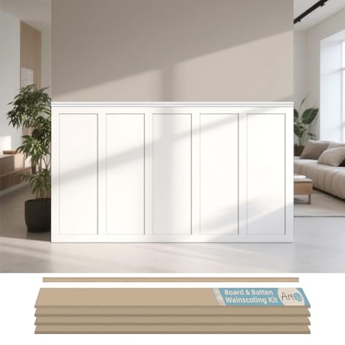 Art3d MDF Premade Paintable Board and Batten Wainscoting Kit, 189 x 54 in - size: 189 x 54 Inch
