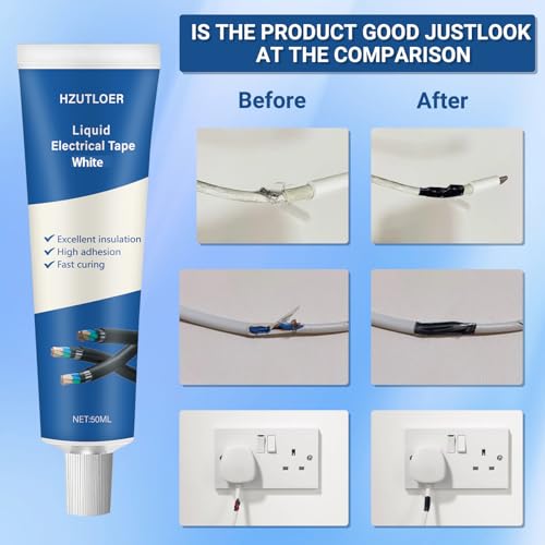3.38 OZ (100Ml) Liquid Electrical Tape, 2PCS 50ML Insulating Electrical Tape Glue, Waterproof, Fast Drying, High Temperature Resistant - color: White