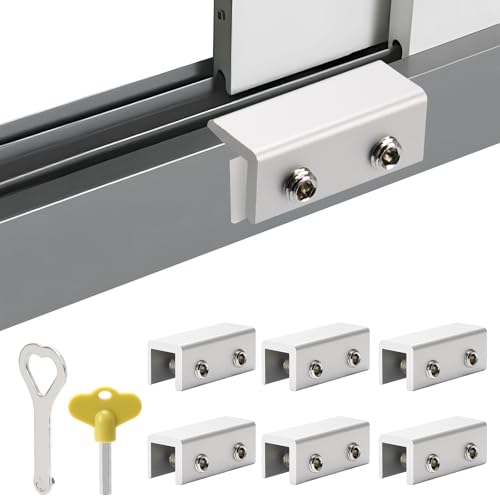 6 Sets Sliding Window Locks with Key, Window Locks for Up and Down Windows, Adjustable Vertical & Horizontal Sliding Door Windows Stopper Lock