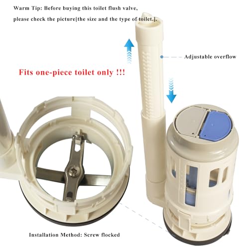 3" Dual Flush Valve Kit Fits for Project Source One-Piece Toilets, Compatible With Glacier Bay Valves Repair Parts, 7.8in Height Toilet Flush Valve Replacement for FLUIDMASTER