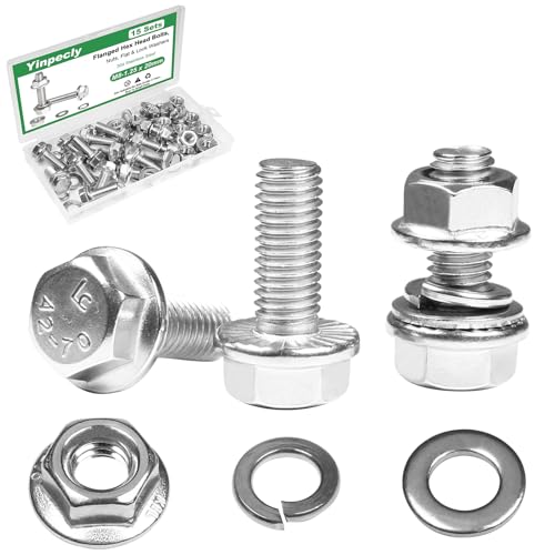 15 Sets M8-1.25 x 20mm Flanged Hex Head Bolts and Nuts Kits - size: M8-1.25 x 20mm