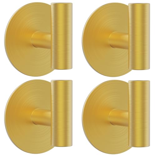 Bntuk Wall Towel Hooks, Adhesive Hooks for Coat Waterproof Shower Hook - color: Gold, size: 4 Pack