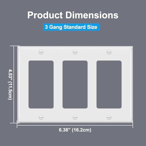 2 PK BESTTEN 3-Gang Decorator Wall Plate, GFCI Outlet & Dimmer Switch Cover - size: 3 Gang 2PK