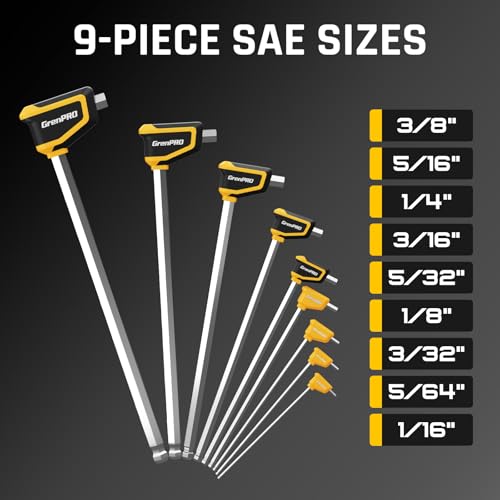 GRENPRO 18PC T-Handle Ball End Allen Wrenches Sets Metric &SAE Box Hex Key - style: 18 Pieces T-Handle Allen Wrench Set Metric and SAE