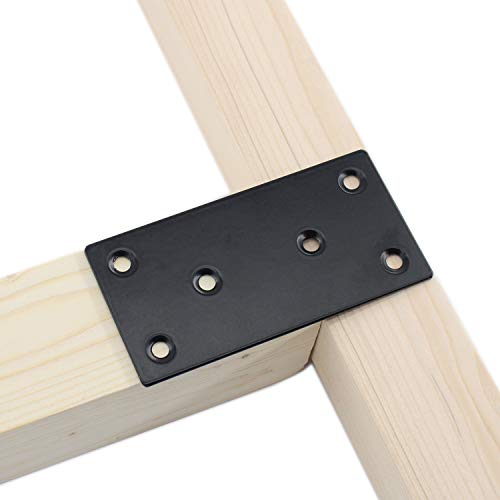 4 PC Flat Straight Brace Brackets,ULIFESTAR Stainless Steel Mending Bracket Plate Metal Shelf Support Fixing Joining Plate for Furniture,Wood,Shelves,Cabinet with Screws Black(50x100mm/2x3.94'') - size: 50 x 100 x 2 mm