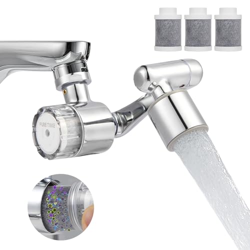 Bathroom Sink Faucet Filter, 1080° Rotating, 99% Chlorine Remover, 3-Pack