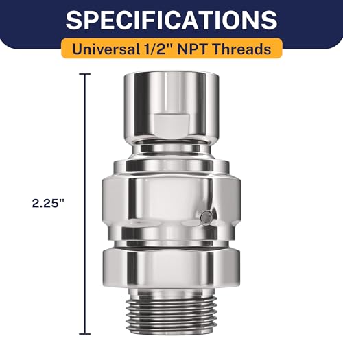 HammerHead Showers® Solid Metal Shower Head Swivel Ball Adapter, Chrome | Adjustable Pivot Ball To Adjust Showerhead Angle | Universal Connector Joint Fits Fixed, Hand Held & Rain Shower Heads - color: Chrome