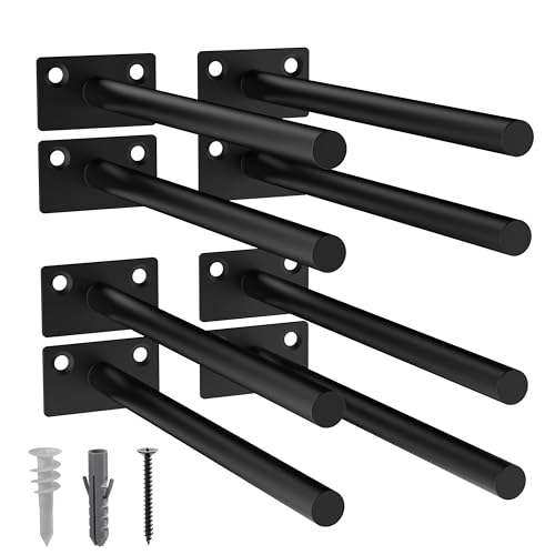 LEOPO 8-Pack 8 inch Floating Shelf Brackets, Hidden Shelf Bracket for Wood - color: Black-8Pack, size: 8 Inch