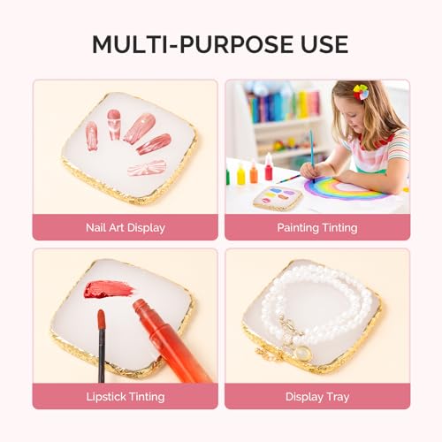 MelodySusie 1Pc Square Resin Nail Art Palette Color Mixing Board White - color: White Square Without Spatula