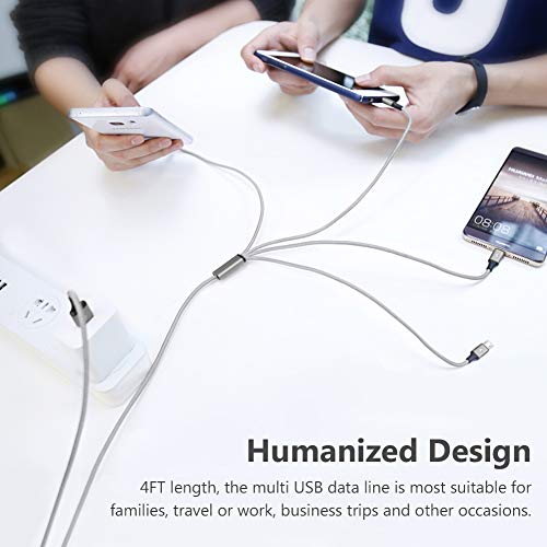 Multi Charging Cable, Multi USB Cable Universal 4 in 1 Multiple USB Cable - color: Silver