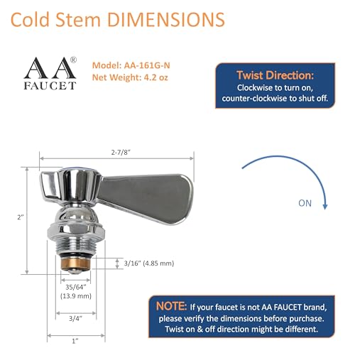 AA-161G+HDL Cold Stem Set with Handle for AA Faucet AA-400 Series 4" Faucets - style: Cold (AA-161G+HDL)