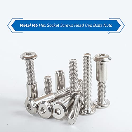 M6 x 16mm/20mm/25mm/30mm/40mm 140Pcs Hex Socket Screws Head Nuts - size: 16/20/25/30/40mm (140pcs)