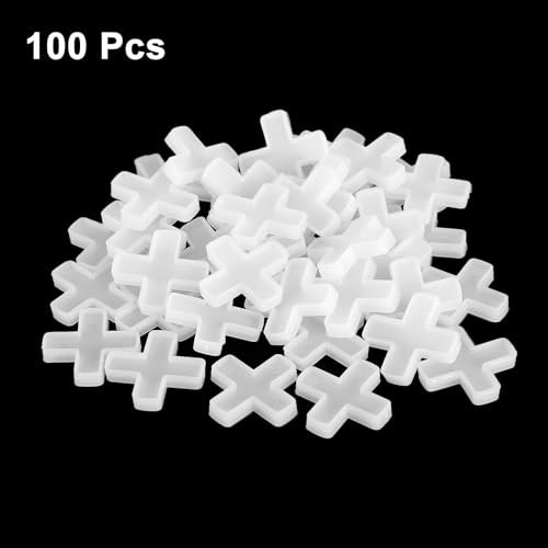 uxcell 100Pcs Tile Spacers, 8mm 5/16" Cross Shape Wall Floor Tile Spacer Tiling Tools for Ceramic Tile Installation, White