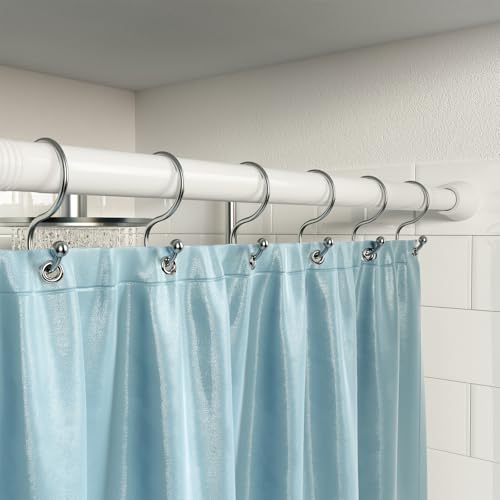 White Shower Curtain Rod 45 to 77 Inch,Spring Tension Curtain Rod - color: White, size: 45-77"