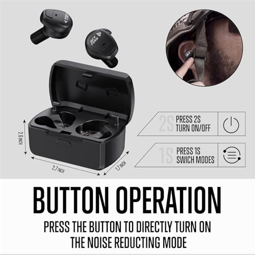 Shooting Protection Ear Plugs with Noise Reduction, Jet Black | Electronic Shooting Earbuds Hearing Protection, Sound Amplification, Modes Switching for Gun Range, Outdoor Use - color: Jet Black