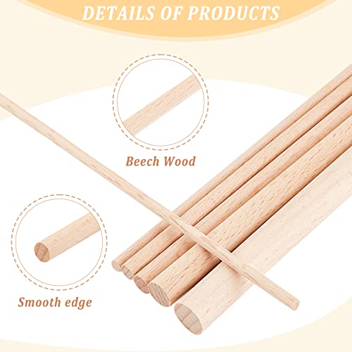 OLYCRAFT 36Pcs Dowel Rods Wood Sticks 3mm 4mm 5mm 6mm 8mm 10mm Assorted Sizes Beech Wood Sticks Unfinished Dowel Round Wood Dowels for DIY Projects Crafting, Wooden Craft Sticks - size: 300x3~10mm