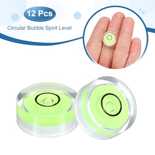 HARFINGTON 12pcs Small Circular Bubble Spirit Level 15x6mm,Green/Black - color: Green/Black, size: 15x6mm