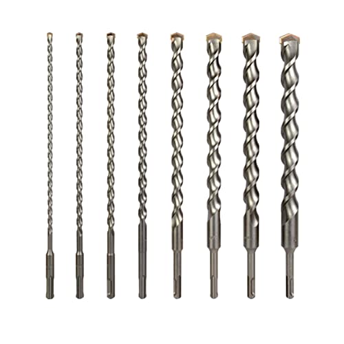 8-Piece 12in SDS Plus Drill Bits for Brick, Stone, Concrete, 1/4in x 12in, 5/16in x 12in, 3/8in x 12in, 1/2in x 12in, 5/8in x 12in, 3/4in x 12in, 7/8in x 12in, 1in x 12in (12" 8-Piece Set) - size: 8-Piece Set