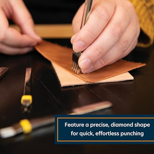 Weaver Leather Supply Diamond Leather Stitching Chisel Set, Precise 3mm Hole Punch, Color-Coded Hole Punch Set for Hand Sewing and Saddle Stitching - size: 3mm