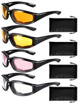 4 Pair Motorcycle Glasses Riding Glasses UV Protection Windproof And Dustproof Motorcycle Foam Cushion Goggles - color: Brown + Yellow + Clear + Pink