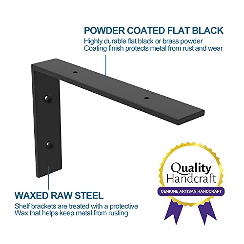 6-Pack Heavy Duty 10-Inch Black Shelf Brackets, L Shelf Bracket 10 Inch for Floating Shelves, 1/5-Inch Thick - color: Black 6Pack, size: 10 Inch