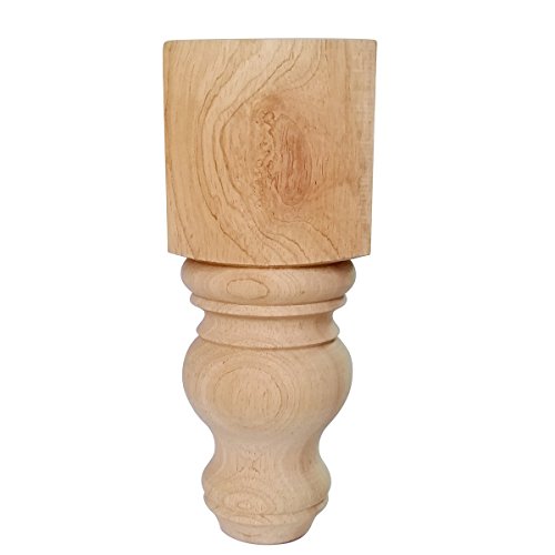 8" Wood Furniture Legs Bun Feet Unfinished Furniture Feet for Cabinet Sofa Bench Ottoman, Dresser Foot Replacement 2 Pcs
