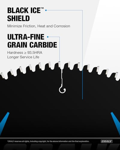 CRALY 10 Inch 100 Teeth Aluminum and Non-Ferrous Metal Cutting Circular Saw Blade, 5/8 Inch Arbor, Carbide Tipped, Thin Kerf, Black Ice™, for Thin Aluminum, Plastic, Composite(C10100AL) - size: 10", 5/8" arbor, 100T