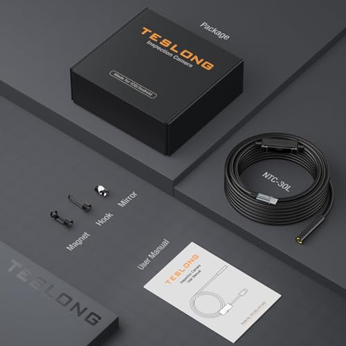Teslong 50FT USB C Borescope Camera with Light for iPhone 15/16/17 Android