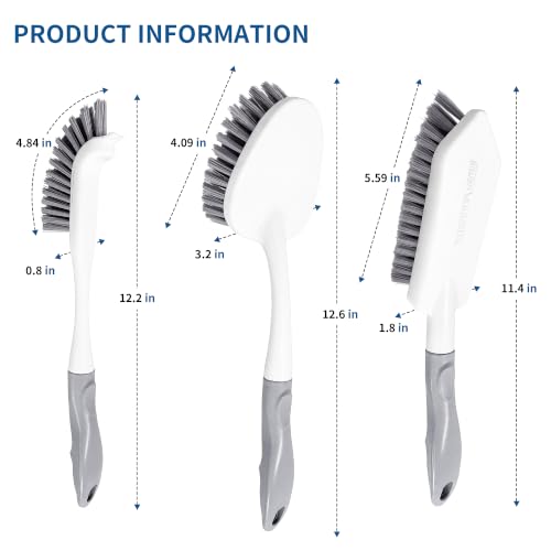 3PCS Heavy Duty Scrub Brush Set - Shower Cleaning Brushes for Bathroom