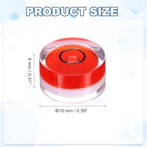 HARFINGTON 8pcs Circular Bubble Spirit Level 15x8mm Mini Round Bubble Spirit Level Little Measuring Layout Tools for TV Industrial Carpentry Picture Frame, Red/Black - color: Red/Black, size: 15x8mm