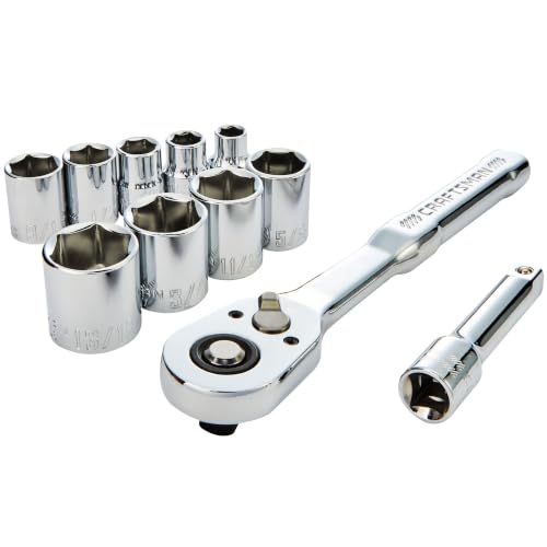 CRAFTSMAN 11-Piece Socket Set, Metric, 3/8 Inch Drive, Low Profile Ratchet, 90-Tooth (CMMT12127) - style: NEW MM, 11 Piece