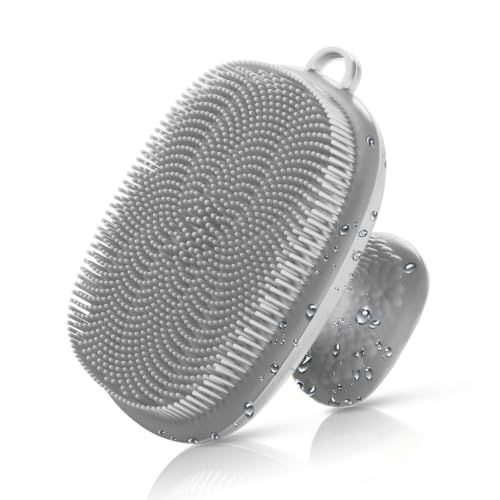 Face Scrubber Face Scrubber for Men Facial Cleansing Brush Silicone Face Wash Brush Manual Waterproof Cleansing Skin Care Face Brushes for and Exfoliating (Gray) - color: Gray