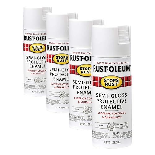 Rust-Oleum 7797830 Stops Rust Spray Paint, 12 oz, Semi-Gloss White (Pack of 4) - color: Semi-Gloss White, size: 12 Ounce (Pack of 4)