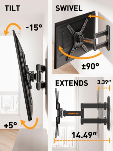 Perlegear Full Motion TV Wall Mount for 26–50 inch TVs up to 55 lbs - size: for 26-50 inch TVs
