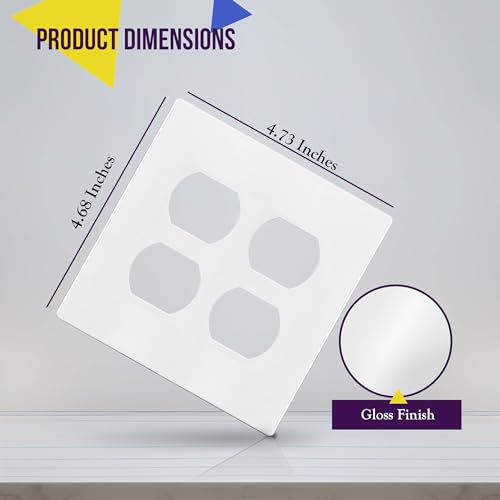 ENERLITES Screwless Double Duplex Outlet Covers Wall Plate, 1 Pack, White - color: White, size: Screwless