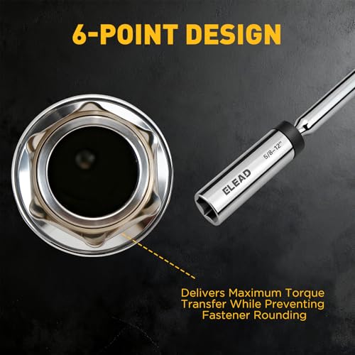 5/8" Swivel Magnetic Spark Plug Socket, 3/8" Drive x 12" Total Length, Thin Wall Spark Plug Removal Tool, 360 Degree Swivel, Enhanced Magnetic, 6-Point Design, Cr-V Steel - size: 5/8" x 12" Spark Plug Socket