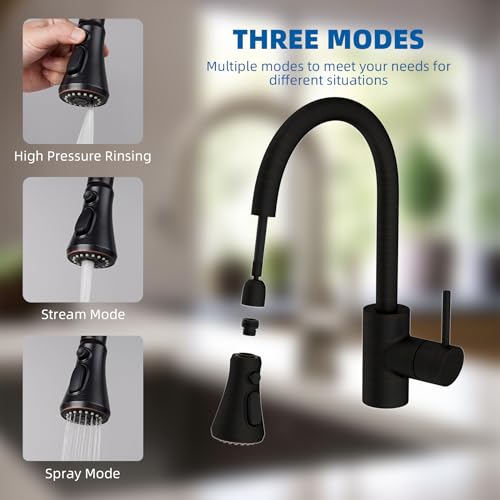 Hibbent NSF/ANSI/CAN 61 & 372 Certified Pull Down Kitchen Faucet Head - color: Oil Rubbed Bronze, style: 1.8 Gallon Per Minute