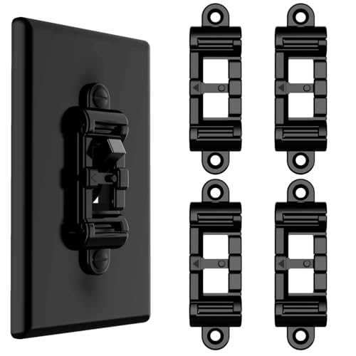 Light Switch Guard 4PK Black, Child Proof Toggle Cover, Keeps Lights ON/Off - color: Black