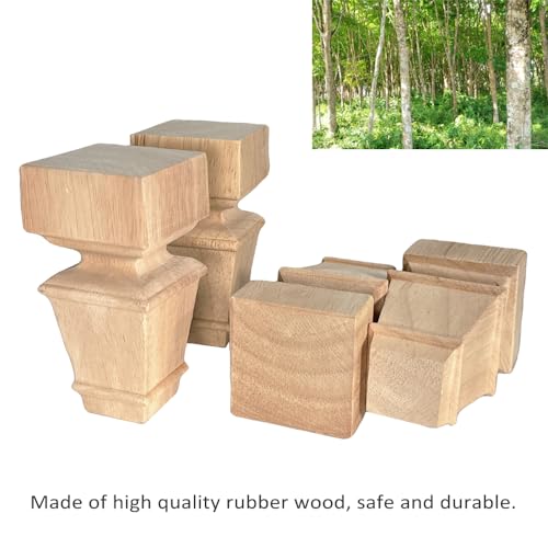 5 Inch Wooden Furniture Legs with Mounting Plates Screws Set of 4 Solid Wood Unfinished European Style Replacement Furniture Feet for Couch Cabinet Sofa Ottoman TV Stand Home DIY Projects (5 inch) - color: 5 Inch