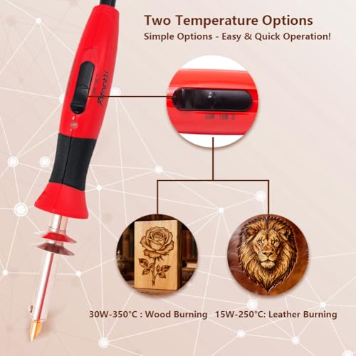 Wood Burning Pen Kit Leather Burner Tool | 26 Letter | 8 Stencil