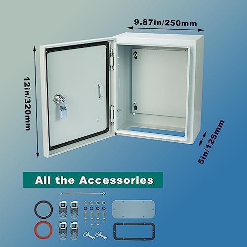 Waterproof Electrical Enclosure 12 x 10 x 6'', Electrical Junction Box with Reinforced Lock, Outdoor Electrical Box Weatherproof - size: 12 x 10 x 6''