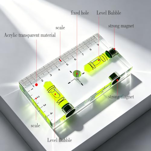 Transparent acrylic T-shaped integrated level with printed scale, high-precision bubble level, 95x51x13mm (Magnetic Green - Double Line) - color: Magnetic Green - Double Line
