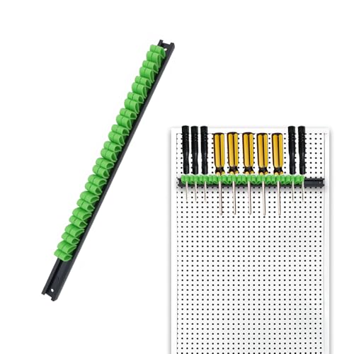 Coshar 2Pcs Screwdriver Tool Organizer Green Hand Tool Holder Rail Plastic Rail Wrench Organizer Tools Holder Wall Mount for 13 Slots Screwdriver And Wrench,Green
