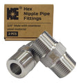 Cosmostar 2 PCS 3/4" Male Hex Nipple Pipe Fittings, 304 Stainless Steel NPT Threaded Pipe Connector, Durable Pipe Adapter for Plumbing & Industrial Use - size: 3/4" NPT-2pcs
