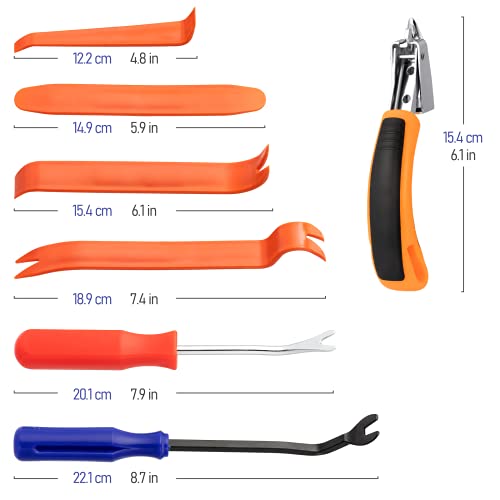 7 Pieces Staple Remover Tools Set for Upholstery, Construction and Auto Car, Professional Tack and Nail Puller Kit for Efficiently and Easily Remove All Kinds of Staples,Tacks and Nails - color: Yellow