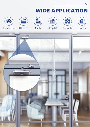 Commercial Grade Hydraulic Door Closer Large Size, Heavy Duty No Slam with Hold Open, Silver - size: Large, style: Silver