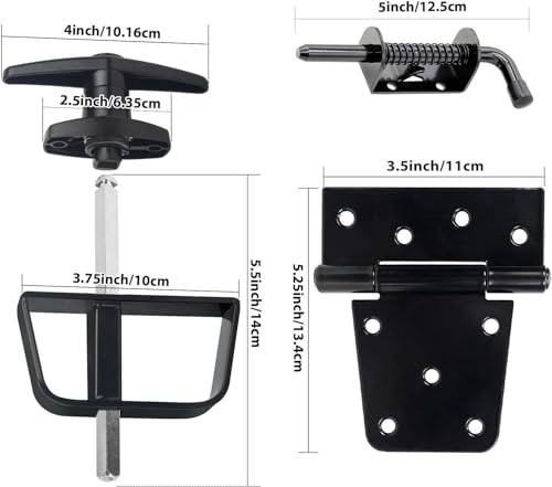 BTEOBFY Double Door Shed Hardware Kit - Complete with Latches, Hinges, and T-Handle Lock - Includes Window and Door/Window Hinge Set, for Gates, playrooms - size: 5.5-inch-Small-T