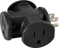 GE 3-Outlet Grounded T-Shaped Tap Adapter, Heavy Duty, Black, 50872 | Extension Cord Plug Adapter, 3 Prong, Grounded, Waterproof, Heavy Duty, T-Shaped Power Tap Adapter, Black, 50872 - color: Black