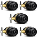 Privacy Door Knob, 5 Pack Black Round Keyless Doorknobs Interior Lockset - color: Matte Black