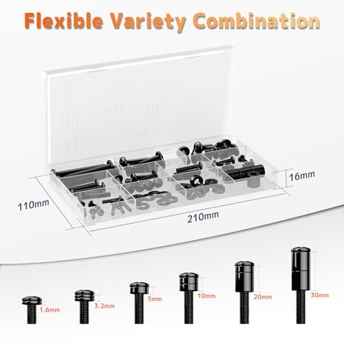 Universal TV Mounting Hardware Screw Kit, M4-M8 Screws for VESA Mounts | Black Screws, Complete set includes bolts, washers and spacers, Fits Most TVs/Monitors up to 80 inches,Organized Storage Case